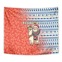 Ecuador Christmas Tapestry with Santa Riding Llama Traditional Patterns and Rose Design - Wonder Print Shop