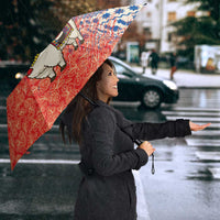 Ecuador Christmas Umbrella with Santa Riding Llama Traditional Patterns and Rose Design - Wonder Print Shop