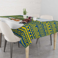 Ecuador Christmas Tablecloth with Ceibo Tree Llama Toucan and Traditional Yellow Blue Pattern Design - Wonder Print Shop