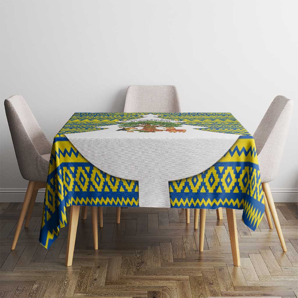 Ecuador Christmas Tablecloth with Ceibo Tree Llama Toucan and Traditional Yellow Blue Pattern Design - Wonder Print Shop
