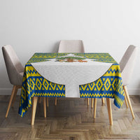Ecuador Christmas Tablecloth with Ceibo Tree Llama Toucan and Traditional Yellow Blue Pattern Design - Wonder Print Shop