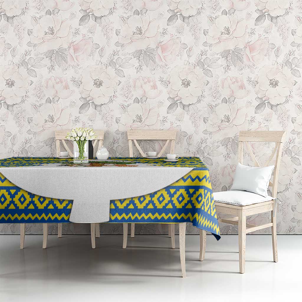 Ecuador Christmas Tablecloth with Ceibo Tree Llama Toucan and Traditional Yellow Blue Pattern Design - Wonder Print Shop
