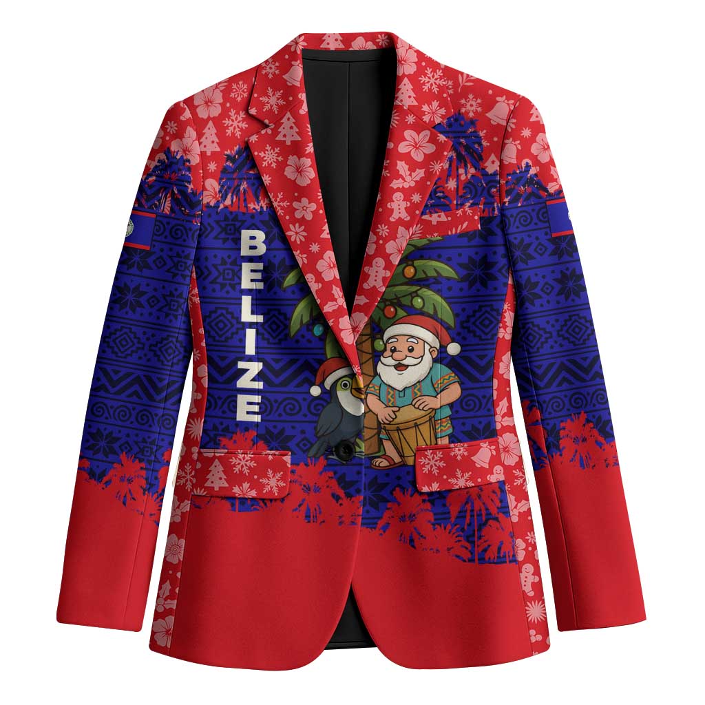 Belize Christmas Blazer with Santa Toucan Palm Tree and Tribal Holiday Pattern - Wonder Print Shop