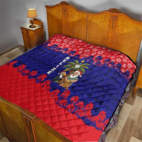 Belize Christmas Quilt with Santa Toucan Palm Tree and Tribal Holiday Pattern - Wonder Print Shop