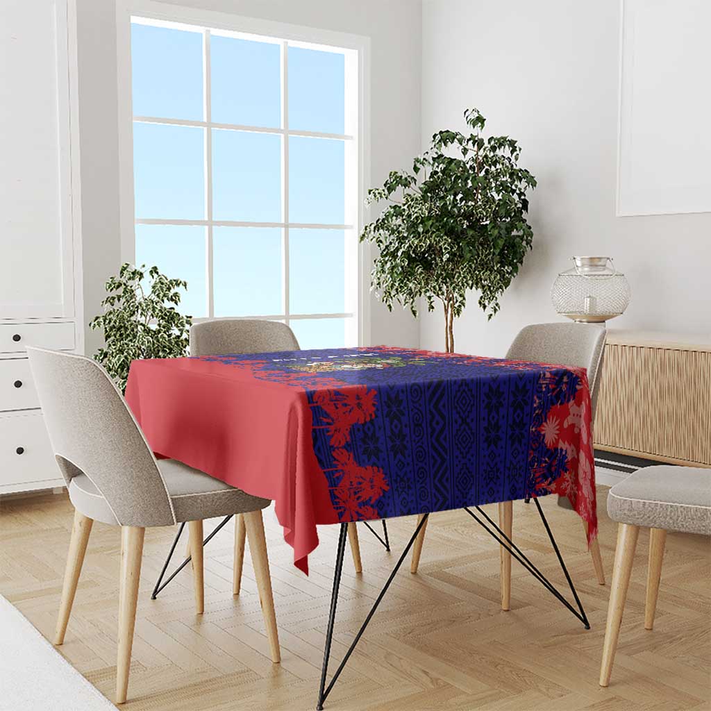 Belize Christmas Tablecloth with Santa Toucan Palm Tree and Tribal Holiday Pattern - Wonder Print Shop