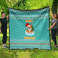Funny Dog Merry Corgmas Christmas Quilt Xmas Holiday Patterns - Wonder Print Shop