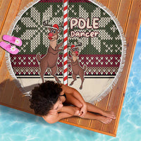 Funny Pole Dancer Reindeer Christmas Beach Blanket Xmas Holiday Patterns - Wonder Print Shop