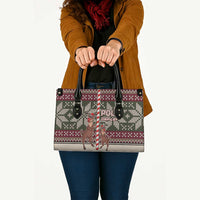 Funny Pole Dancer Reindeer Christmas Leather Bag Xmas Holiday Patterns - Wonder Print Shop