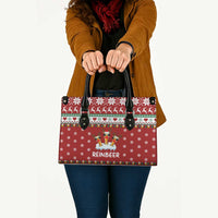 Funny Reindeer Reinbeer Christmas Leather Bag Xmas Holiday Patterns - Wonder Print Shop