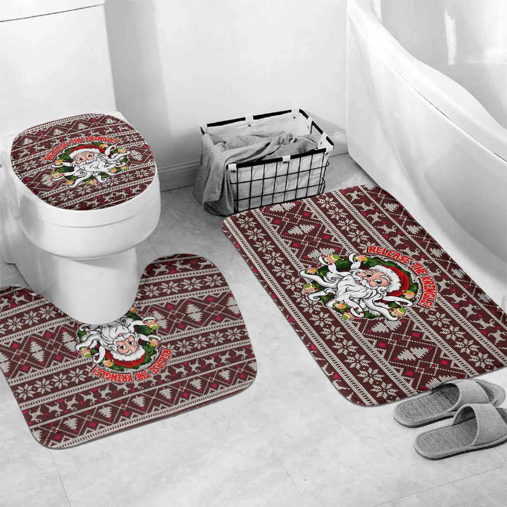 Funny Santa Claus Release The Kringle Christmas Bathroom Set Xmas Holiday Patterns - Wonder Print Shop