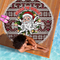 Funny Santa Claus Release The Kringle Christmas Beach Blanket Xmas Holiday Patterns - Wonder Print Shop