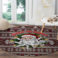 Funny Santa Claus Release The Kringle Christmas Round Carpet Xmas Holiday Patterns - Wonder Print Shop