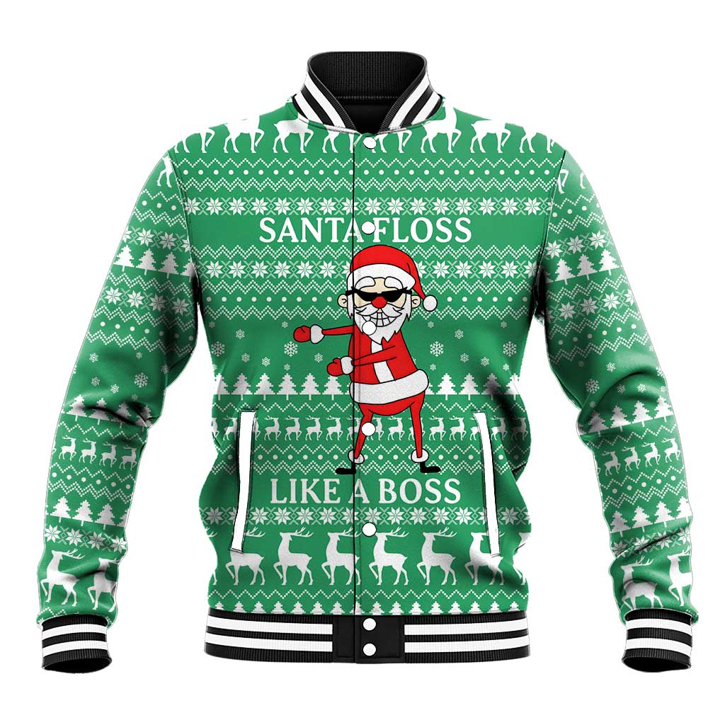 Funny Santa Claus Christmas Baseball Jacket Xmas Holiday Patterns - Wonder Print Shop
