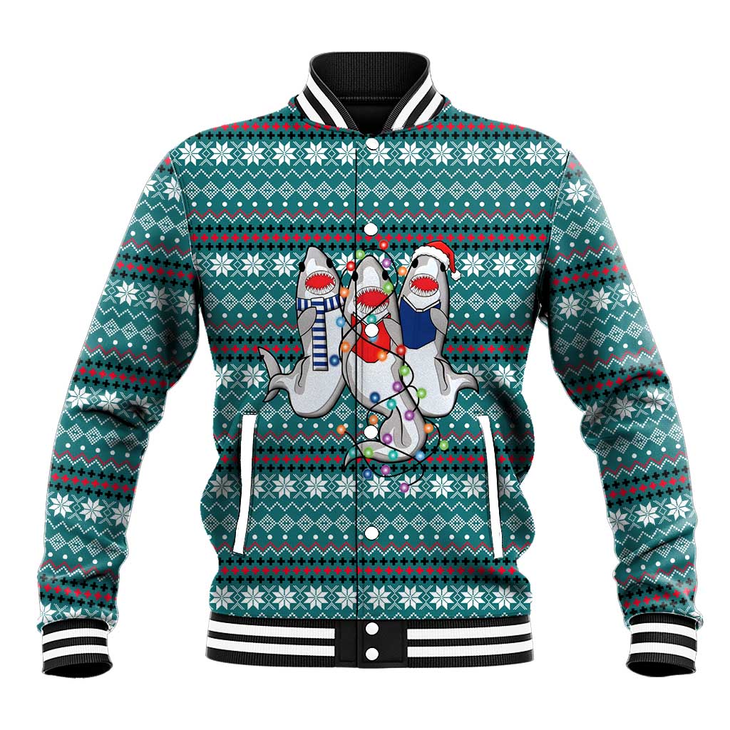 Funny Shark Christmas Baseball Jacket Xmas Holiday Patterns - Wonder Print Shop