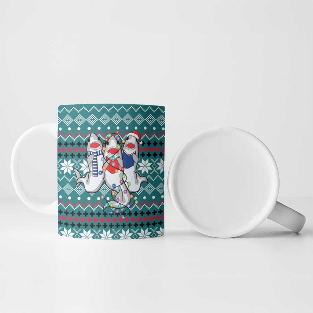 Funny Shark Christmas Ceramic Mug Xmas Holiday Patterns - Wonder Print Shop