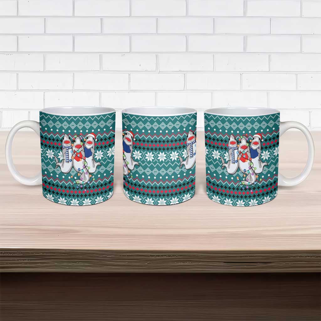 Funny Shark Christmas Ceramic Mug Xmas Holiday Patterns - Wonder Print Shop