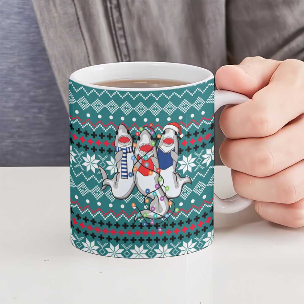Funny Shark Christmas Ceramic Mug Xmas Holiday Patterns - Wonder Print Shop