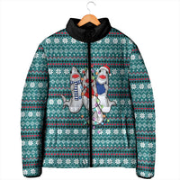 Funny Shark Christmas Padded Jacket Xmas Holiday Patterns - Wonder Print Shop