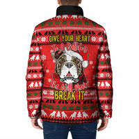 Give Your Heart Pitbull Dog Christmas Padded Jacket Xmas Holiday Patterns - Wonder Print Shop