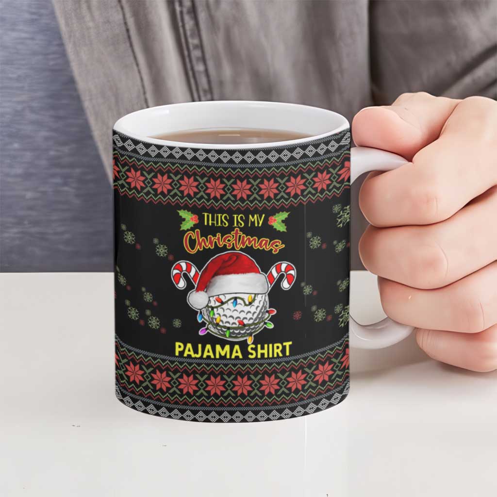 Golf Pajama Christmas Ceramic Mug Xmas Holiday Patterns - Wonder Print Shop