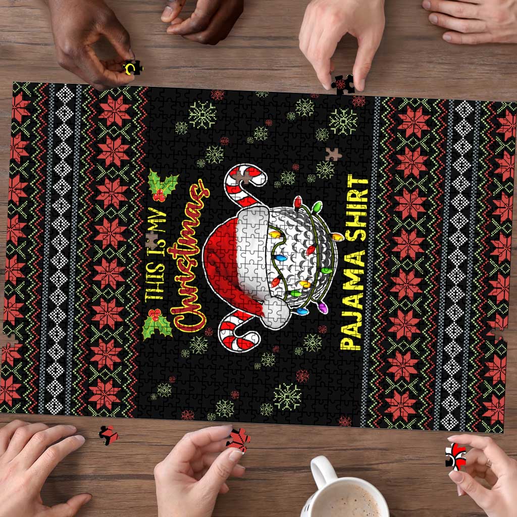 Golf Pajama Christmas Puzzle Xmas Holiday Patterns - Wonder Print Shop