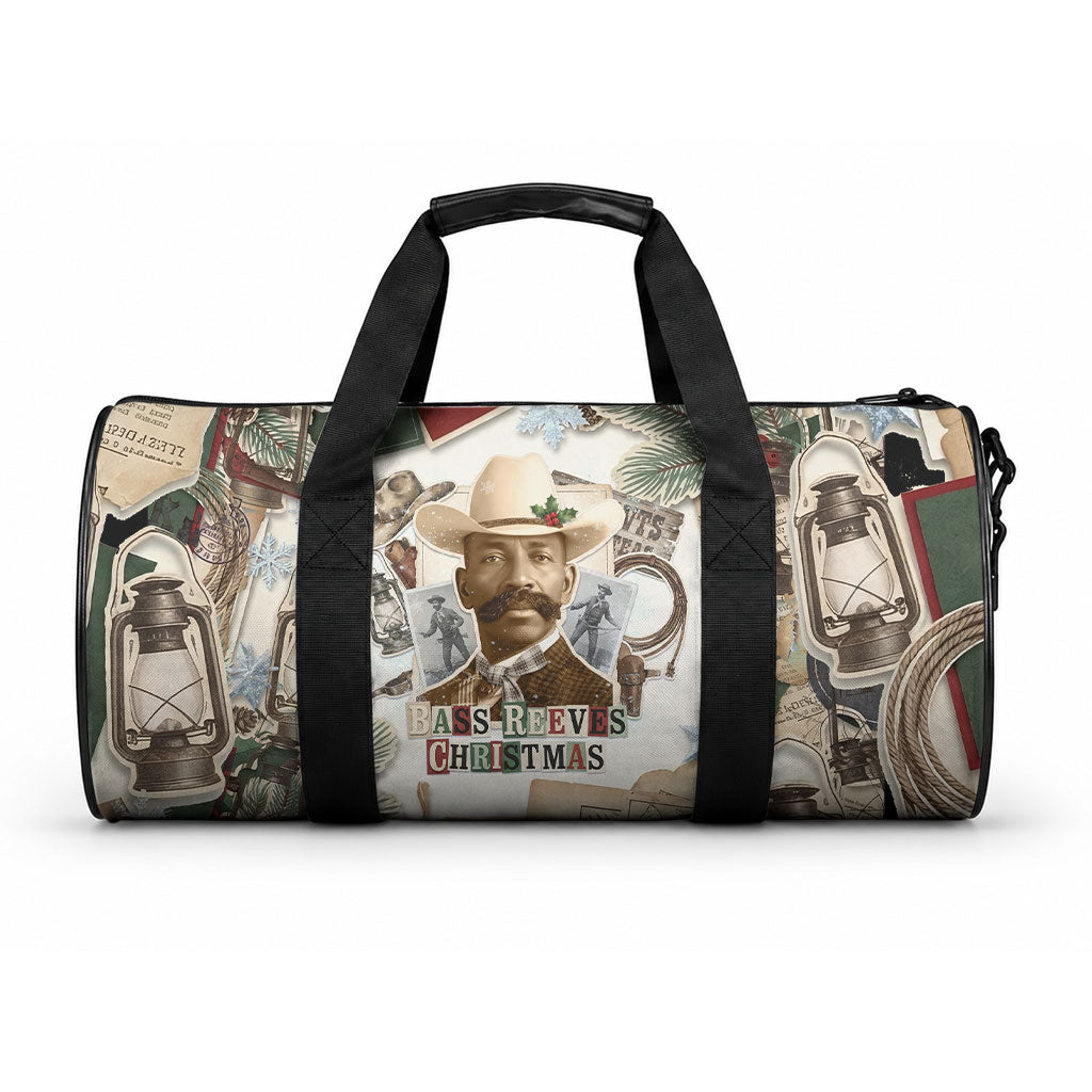 Bass Reeves Christmas Duffle Bag Old West Marshal Frontier Collage Vintage