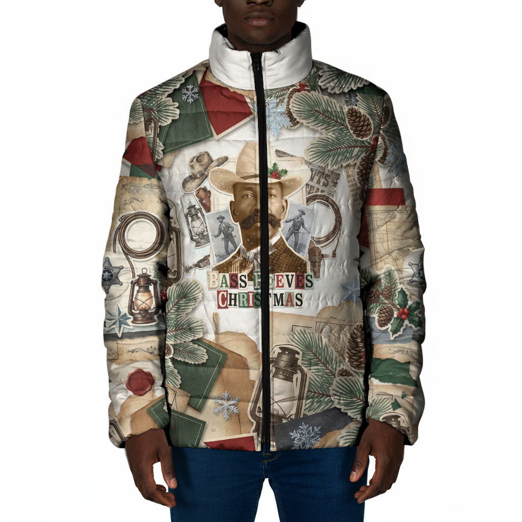 Bass Reeves Christmas Padded Jacket Old West Marshal Frontier Collage Vintage