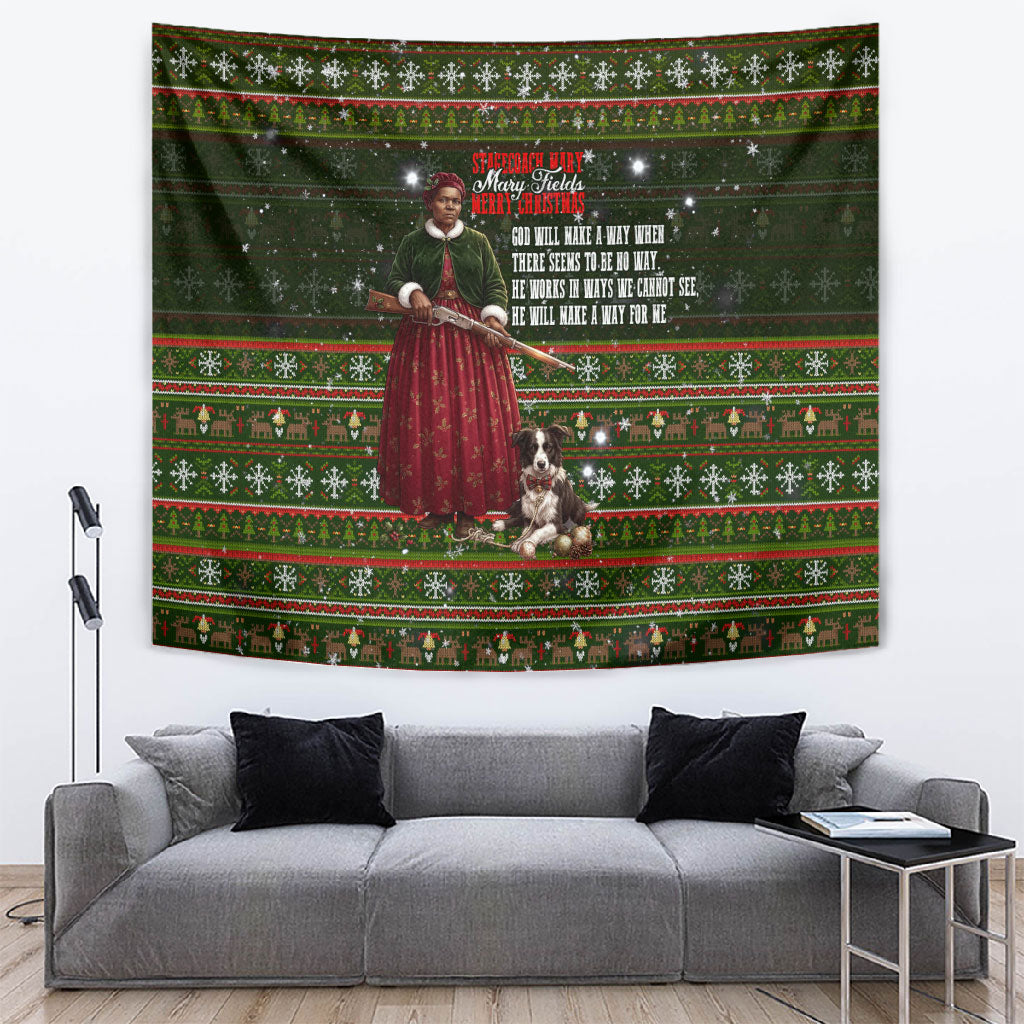 Stagecoach Mary Fields Christmas Tapestry Old West Pioneer Vintage Holiday Art