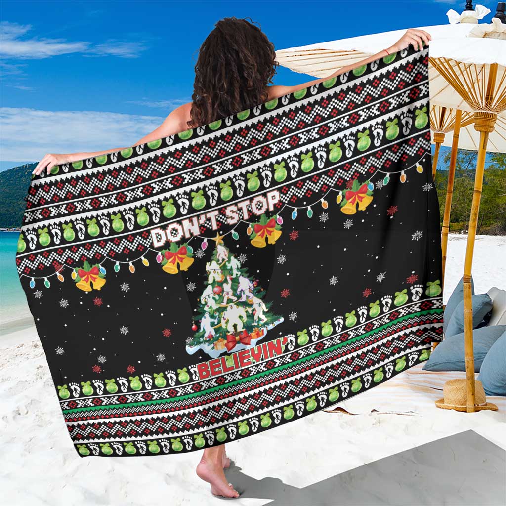 Christmas Unicorn Sarong with Don't Stop Believin Quote Tree Lights and Festive - Wonder Print Shop