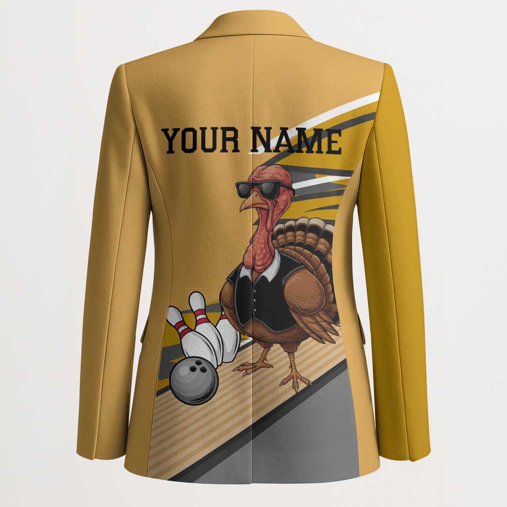 Personalized Cool Turkey Bowling Blazer with Sunglasses Pins - Wonder Print Shop