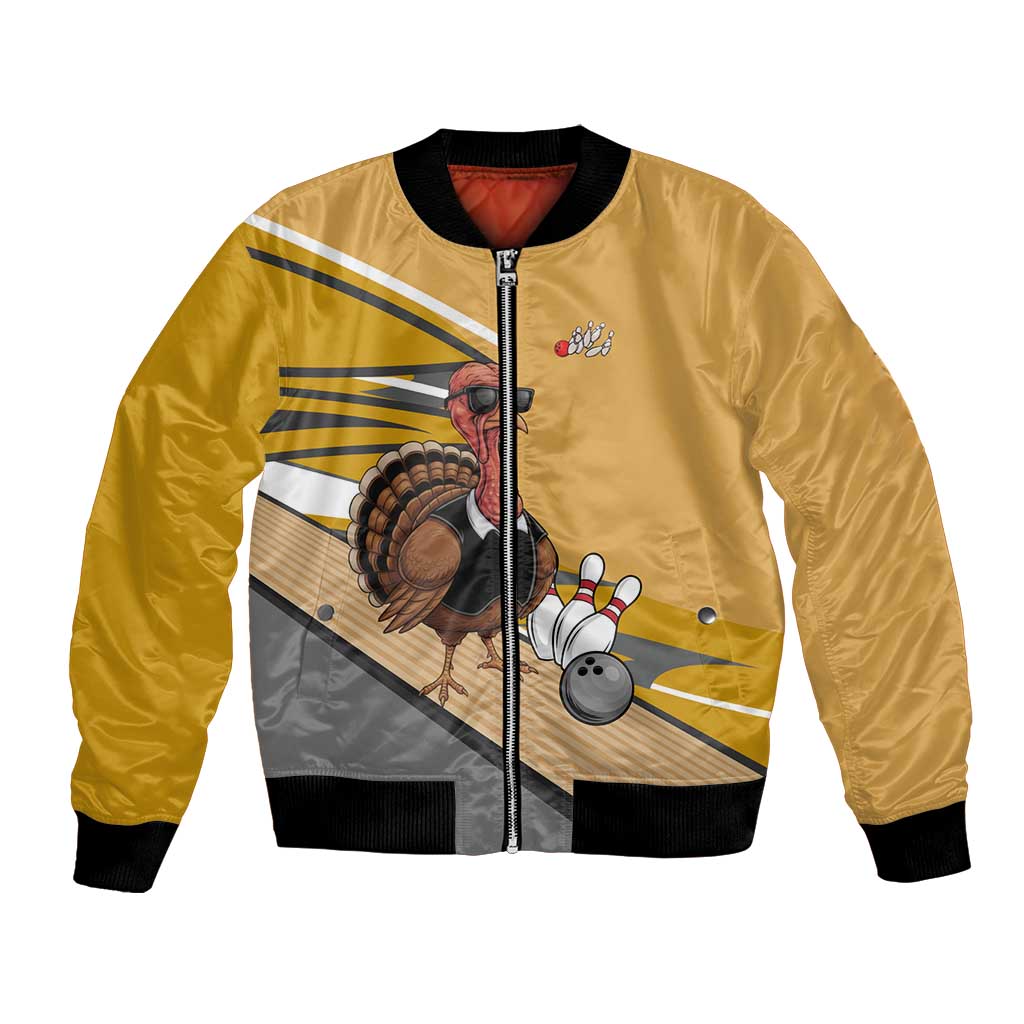 Personalized Cool Turkey Bowling Bomber Jacket with Sunglasses Pins - Wonder Print Shop