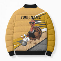 Personalized Cool Turkey Bowling Bomber Puffer Jacket with Sunglasses Pins - Wonder Print Shop