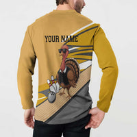 Personalized Cool Turkey Bowling Button Sweatshirt with Sunglasses Pins - Wonder Print Shop