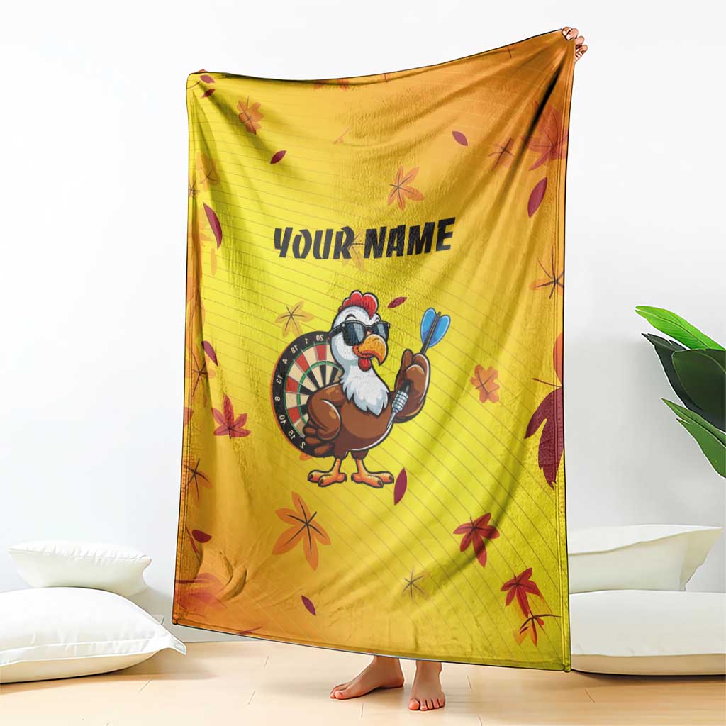 Personalized Funny Turkey Darts Blanket with Sunglasses Dartboard - Wonder Print Shop