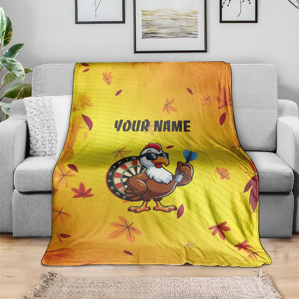 Personalized Funny Turkey Darts Blanket with Sunglasses Dartboard - Wonder Print Shop