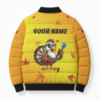 Personalized Funny Turkey Darts Bomber Puffer Jacket with Sunglasses Dartboard - Wonder Print Shop
