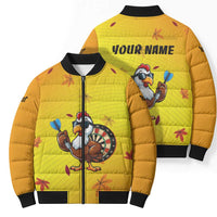 Personalized Funny Turkey Darts Bomber Puffer Jacket with Sunglasses Dartboard - Wonder Print Shop