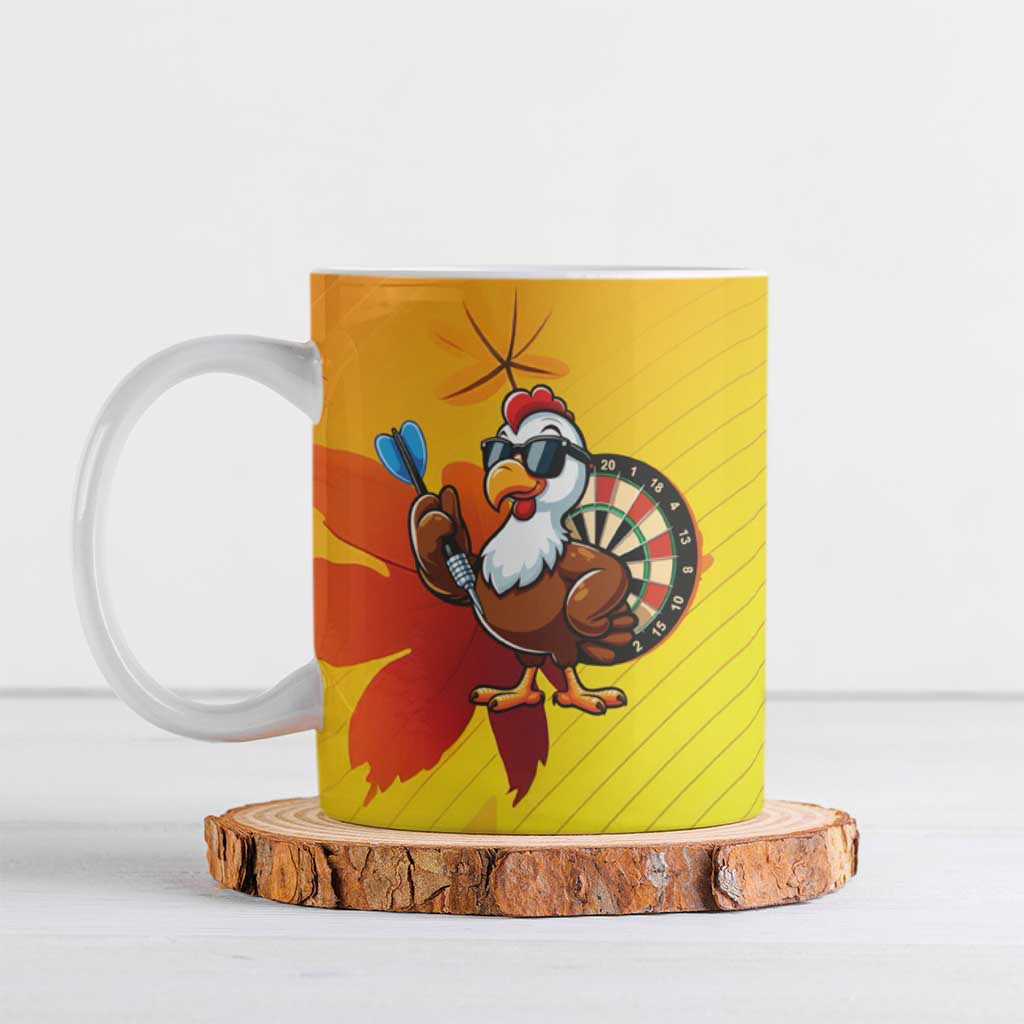 Personalized Funny Turkey Darts Ceramic Mug with Sunglasses Dartboard - Wonder Print Shop