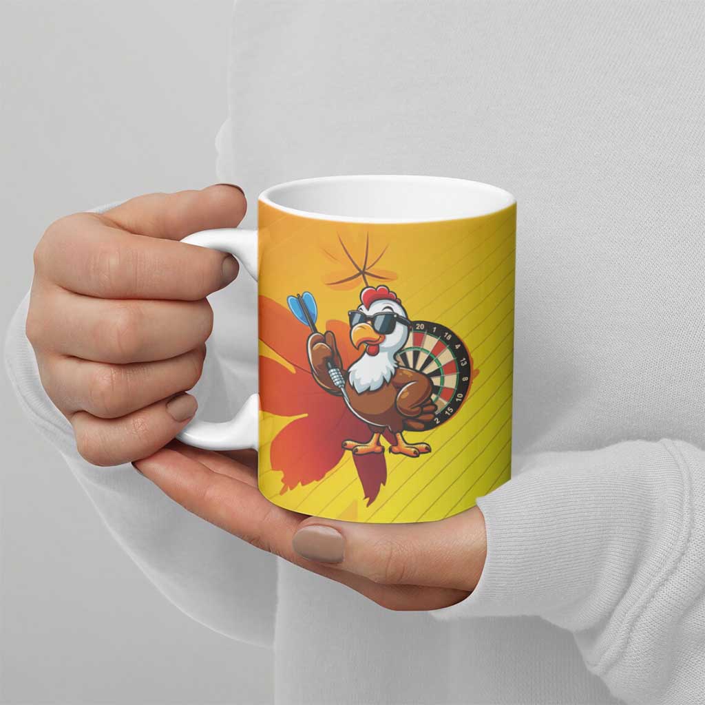 Personalized Funny Turkey Darts Ceramic Mug with Sunglasses Dartboard - Wonder Print Shop