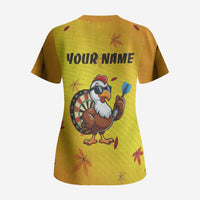 Personalized Funny Turkey Darts Scrub Top with Sunglasses Dartboard - Wonder Print Shop