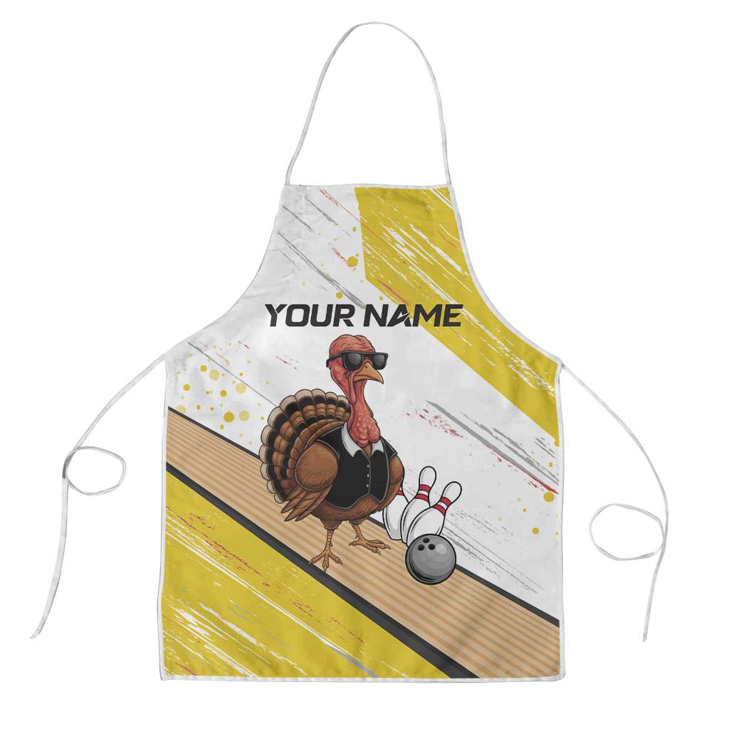 Personalized Funny Turkey Bowling Apron with Cool Sunglasses Pins Yellow and White - Wonder Print Shop