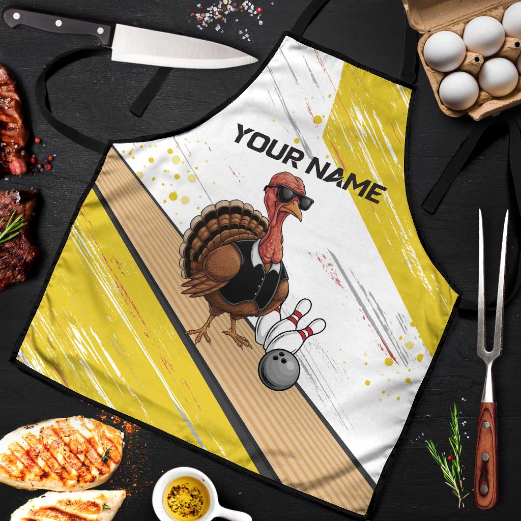 Personalized Funny Turkey Bowling Apron with Cool Sunglasses Pins Yellow and White - Wonder Print Shop