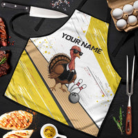 Personalized Funny Turkey Bowling Apron with Cool Sunglasses Pins Yellow and White - Wonder Print Shop