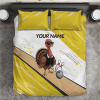 Personalized Funny Turkey Bowling Bedding Set with Cool Sunglasses Pins Yellow and White - Wonder Print Shop