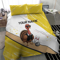 Personalized Funny Turkey Bowling Bedding Set with Cool Sunglasses Pins Yellow and White - Wonder Print Shop