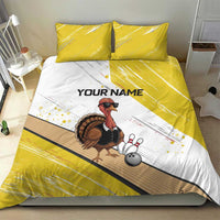 Personalized Funny Turkey Bowling Bedding Set with Cool Sunglasses Pins Yellow and White - Wonder Print Shop
