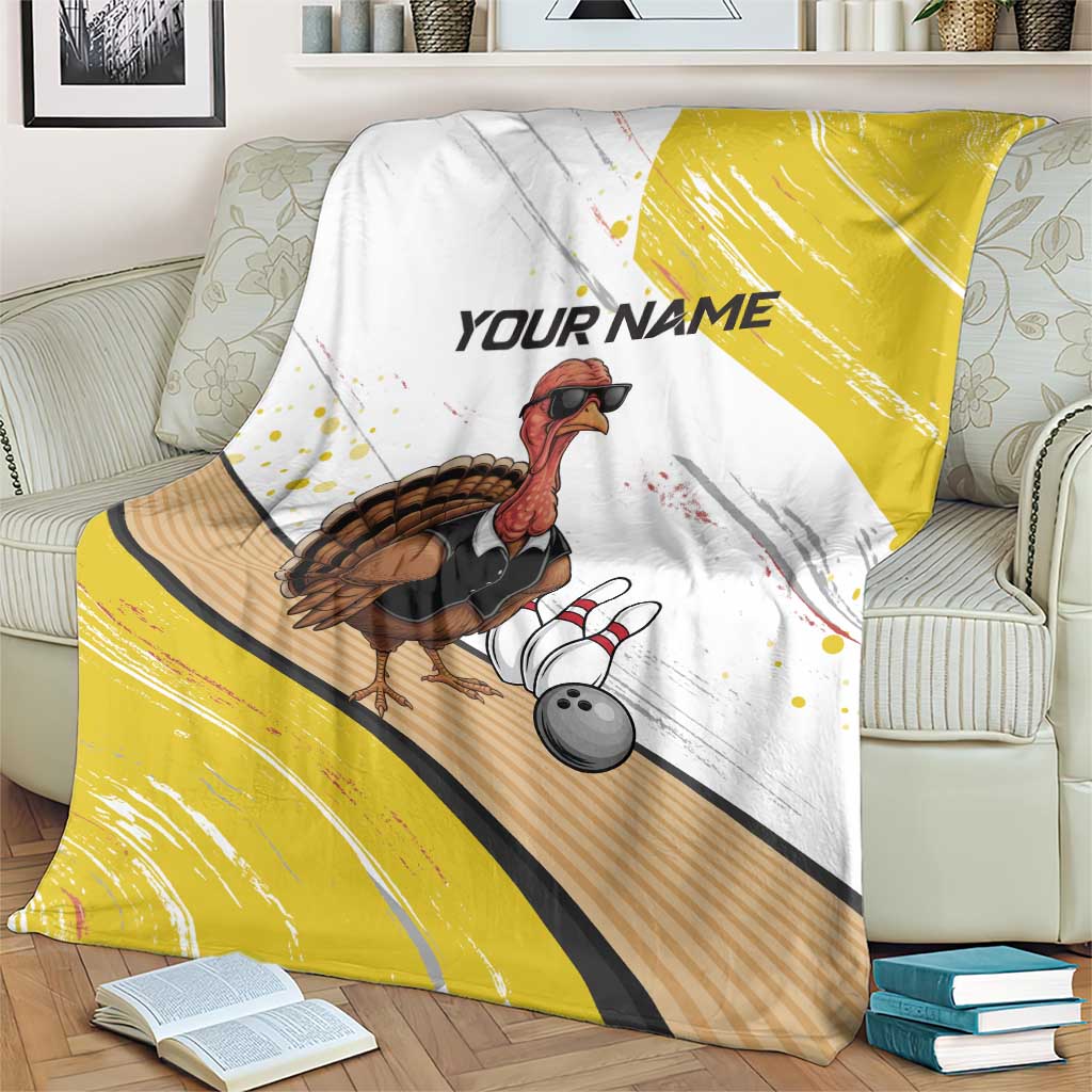 Personalized Funny Turkey Bowling Blanket with Cool Sunglasses Pins Yellow and White - Wonder Print Shop