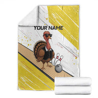 Personalized Funny Turkey Bowling Blanket with Cool Sunglasses Pins Yellow and White - Wonder Print Shop
