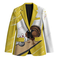 Personalized Funny Turkey Bowling Blazer with Cool Sunglasses Pins Yellow and White - Wonder Print Shop