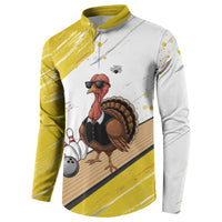 Personalized Funny Turkey Bowling Button Sweatshirt with Cool Sunglasses Pins Yellow and White - Wonder Print Shop